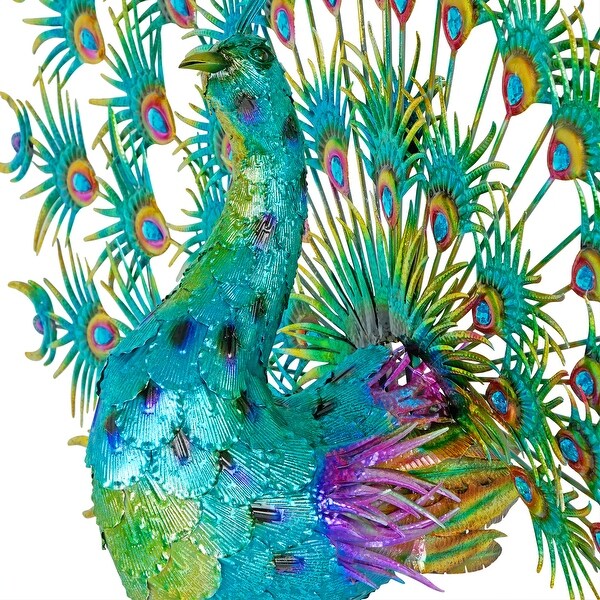 Jumbo Size Green and Blue Majestic Tail Open Peacock Decor - Bed
