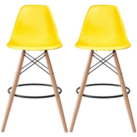 Set of 2 26-inch Contemporary Eiffel Dowel DSW Counter Height Stool Barstool With Backs For Kitchen Home Side Break Room