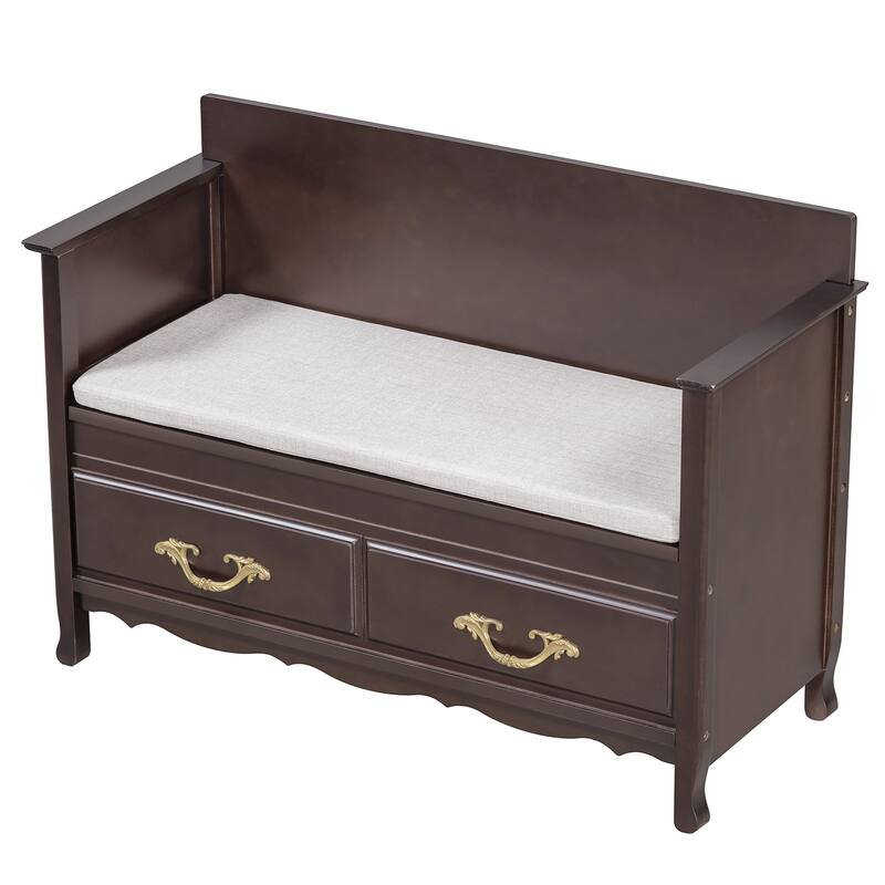Shoe Bench with Removable Cushion,Hidden Storage and Back