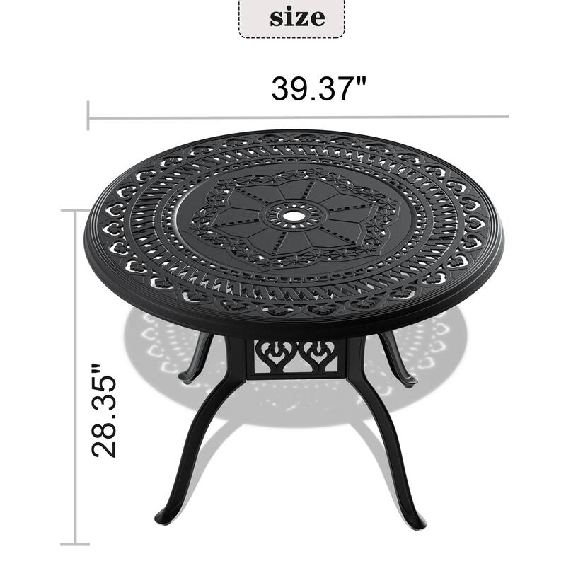 39.37-inch Cast Aluminum Patio Dining Round Table