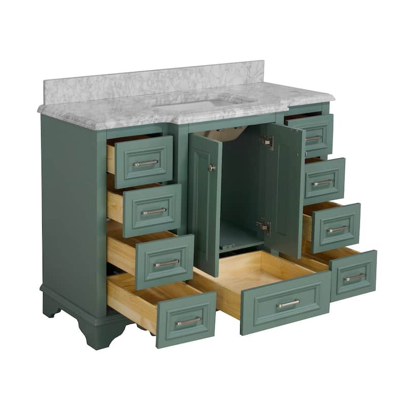 KitchenBathCollection Nantucket 48" Bathroom Vanity with Carrara Marble Top