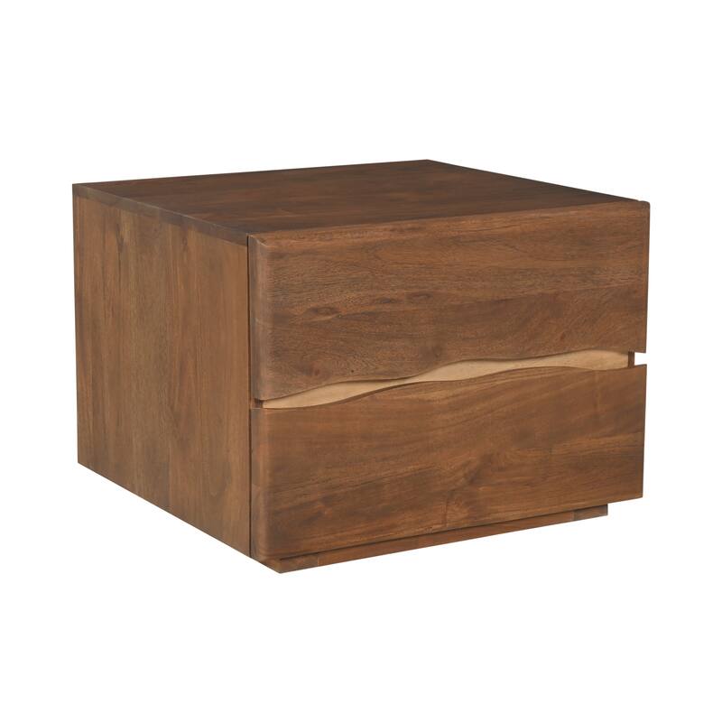 Aurelle Home Wassai Live-Edge Acacia Wood 2-Drawer Nightstand