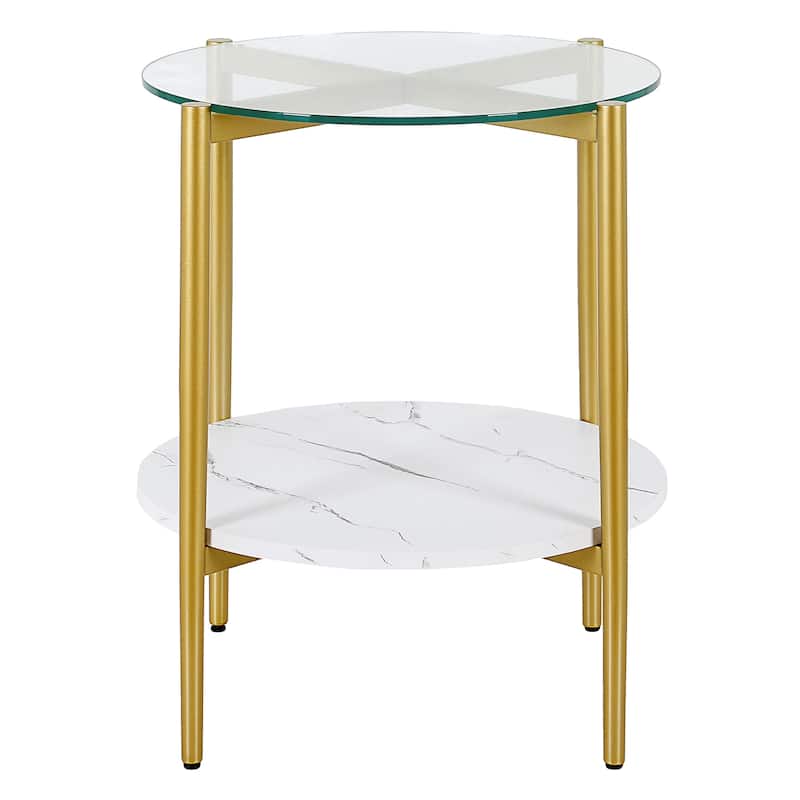Otto 20" Wide Round Side Table with MDF Shelf