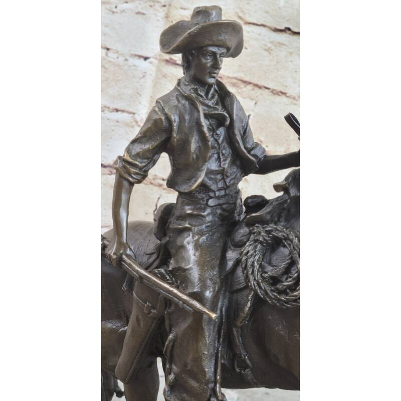The Arizona Cowboy Bronze Statue, Inspired By Frederic Remington Sculpture Gift