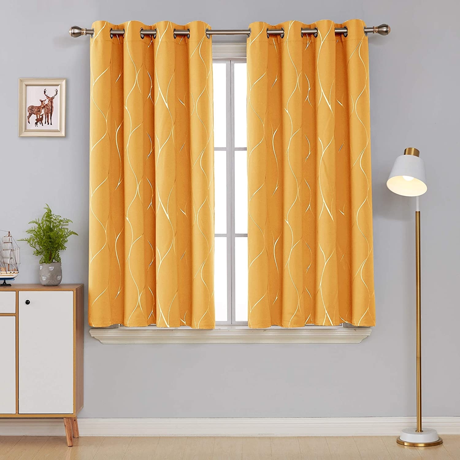 Deconovo Silver Line 52 Width Curtain Panel Pair (2 Panel)