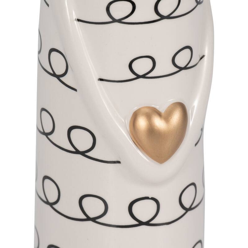 Sagebrook Home Squiggly Bunny With Gold Heart, White/Black