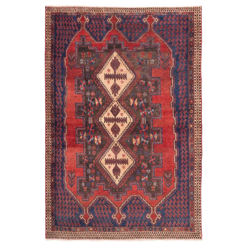 ECARPETGALLERY Hand-knotted Melis Vintage Red Wool Rug - 4'9 x 7'3
