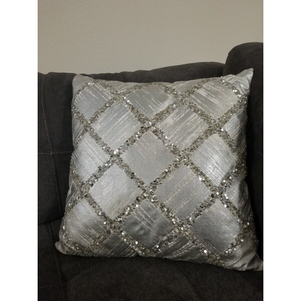 Top Product Reviews For Kathy Ireland Beaded Diamonds Silver Ivory Throw Pillow 20 X 20 11651241 Overstock Choose an option only pillow cover 40cm x 40cm pillow cover with cushion 40cm x 40cm. top product reviews for kathy ireland