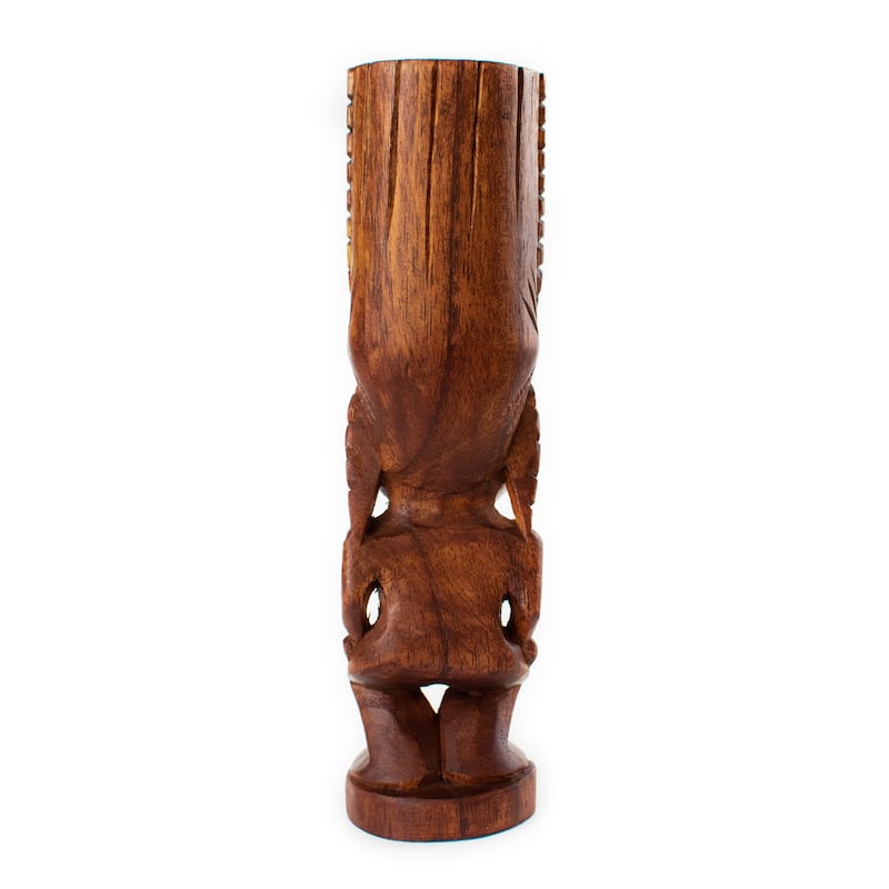 Handmade Wooden Primitive Angry Face Big Forehead Tribal Statue Sculpture Tiki Bar Handcrafted Unique Gift Art Home Decor