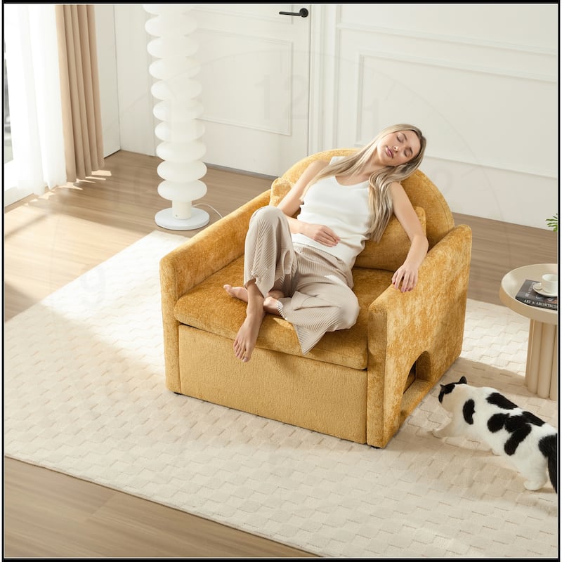 Chenille Oversized Armchair Accent Chair - Yellow