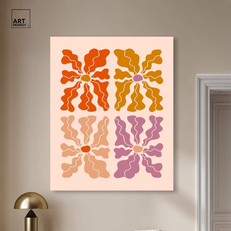 Four Flowers Poster Canvas by Art Remedy, Gallery Wrapped