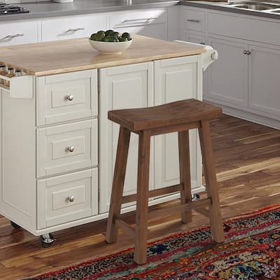 Saddle Design Wooden Counter Stool with Grain Details - 24.25 H x 17.75 W x 10 L Inches