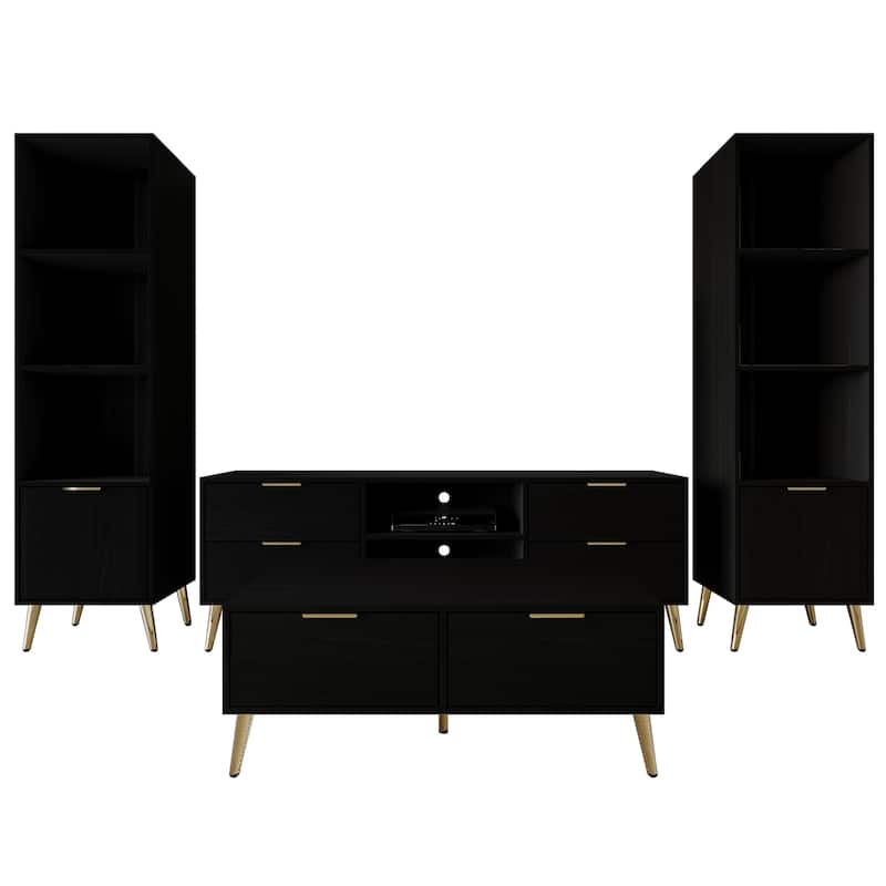 CraftPorch Elegance 4-Piece Living Room Set - Black