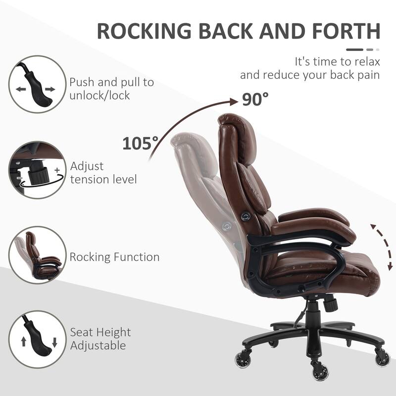 PU Leather Office Chair for Big and Tall - 400 lb Capacity, Extra Wide Seating, Pocket Spring System, Height Adjustable