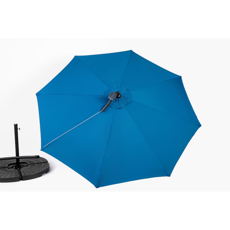 10ft Solar LED Offset Hanging Market Patio Umbrella ( Dark blue)(No Base)