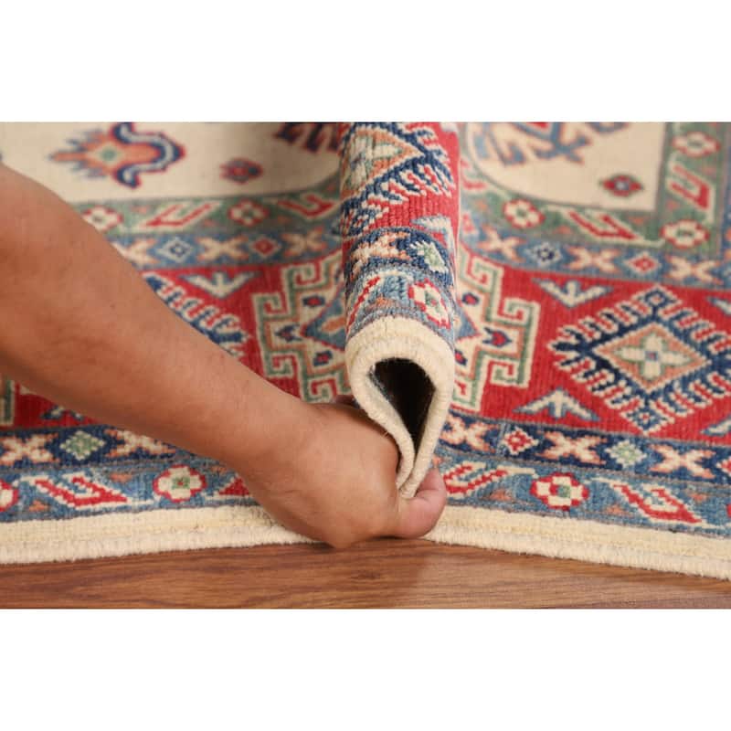 Kazak Oriental Area Rug Handmade Traditional Beige Wool Carpet - 5'0" x 6'6"