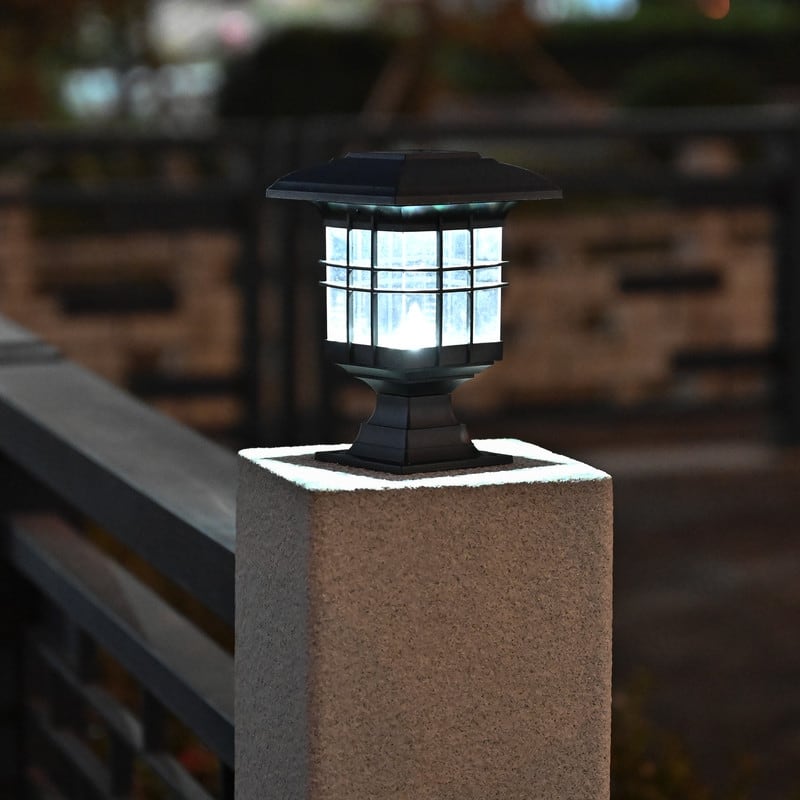 Solar Powered Outdoor Black Post Light 2 Pack - 2Pack