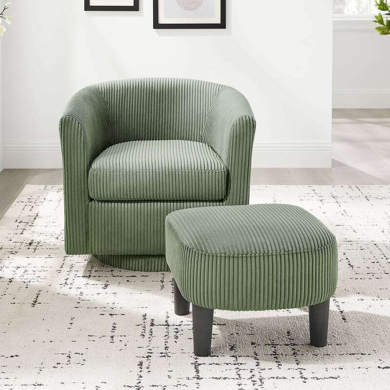 Corduroy Swivel Accent Chair with Ottoman