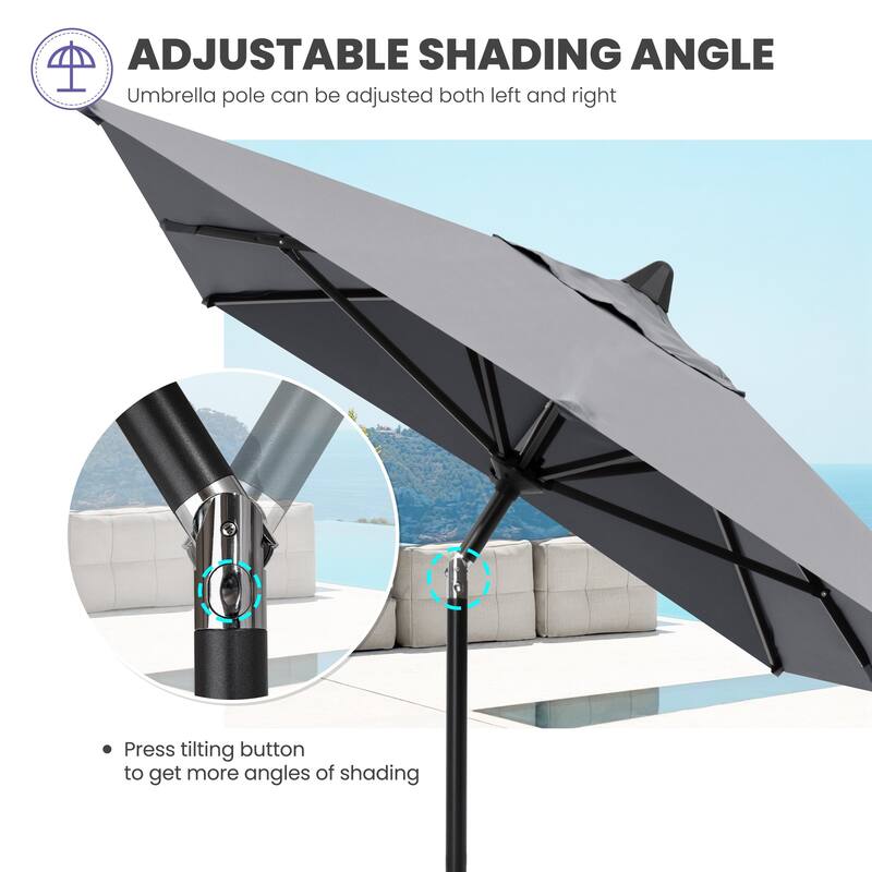 Crestlive Products 9 x 5 FT Patio Outdoor Rectangular Market Umbrella with Base