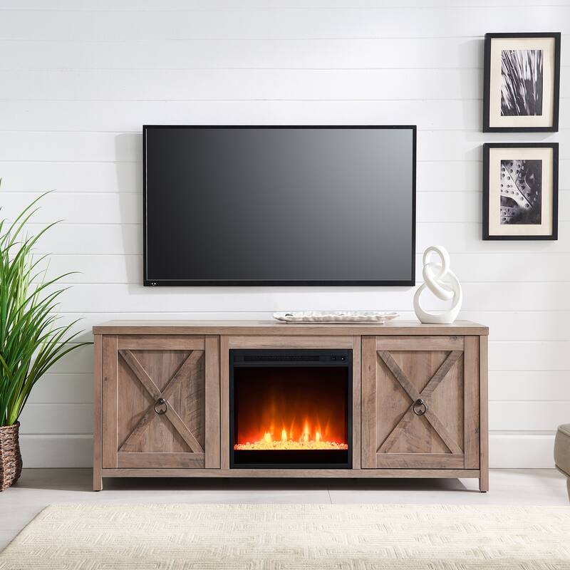 Granger 58" TV Stand with Crystal Fireplace Insert