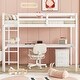 preview thumbnail 2 of 8, White Twin Size Wood Loft Bed with Desk, Storage, and Ladder