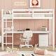 preview thumbnail 2 of 8, White Twin Size Wood Loft Wood Bed with Under-bed, Built-in Desk, a Storage Cabinet of 2 Drawers, Guardrails and Ladder