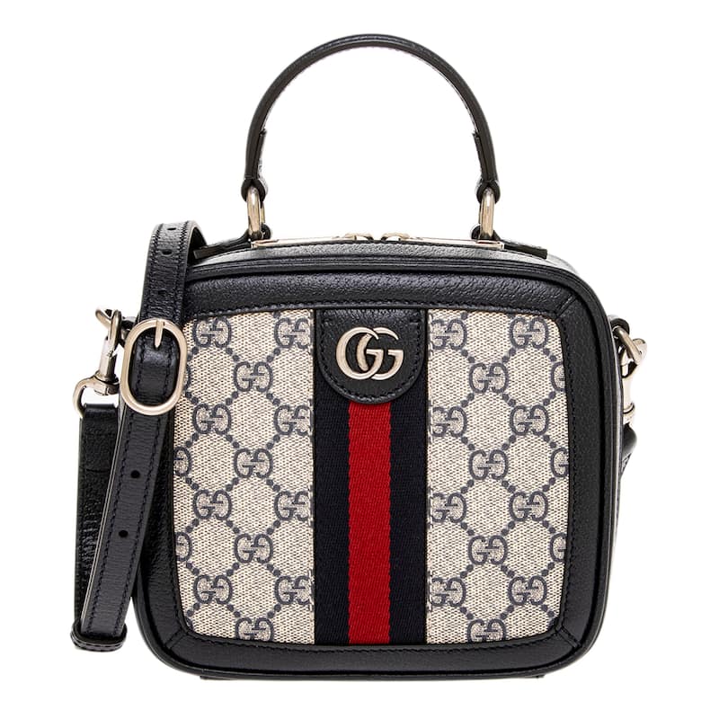 Gucci Ophidia Mini GG Top Handle Bag - Dark Blue and Beige