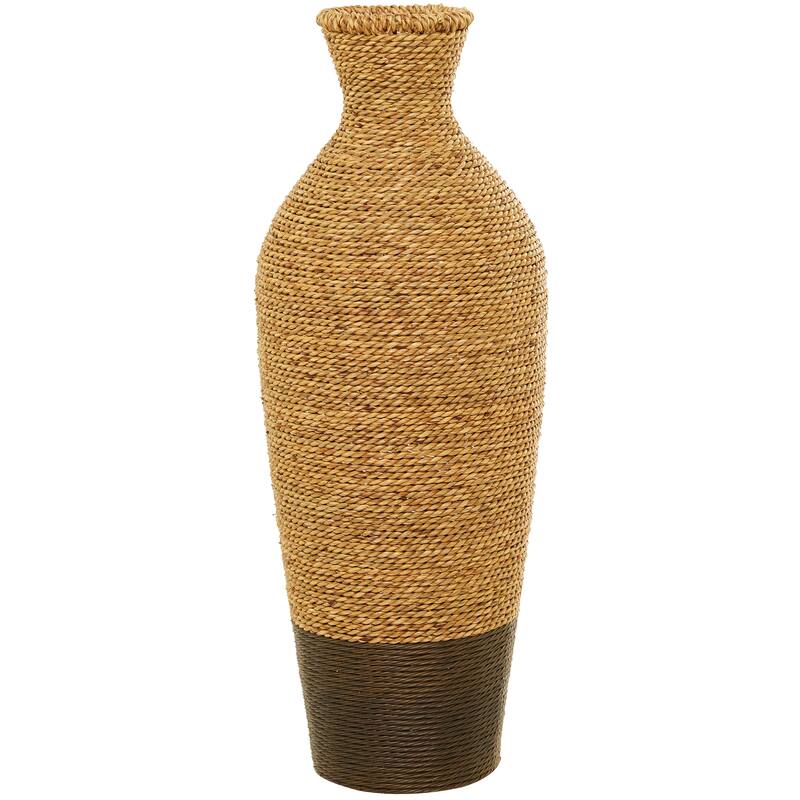 Artisan Crafted Tall Brown Seagrass Woven Floor Vase