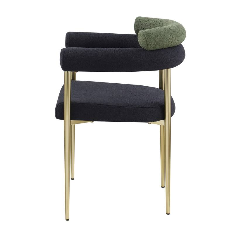 Mid-Century Modern Upholstered Dining Chairs with Metal Legs Set of 2