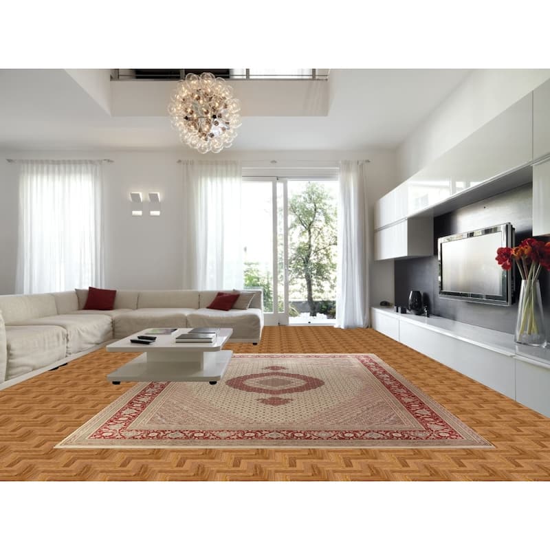 Medallion Tabriz Mahi Oriental Large Rug Handmade Wool Carpet - 10'2"x 14'3"