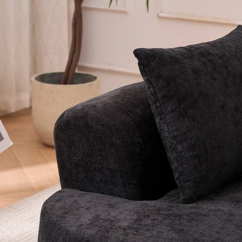 GDFStudio - Modern Crescent-Shaped Chenille 79" 3-Seater Sofa