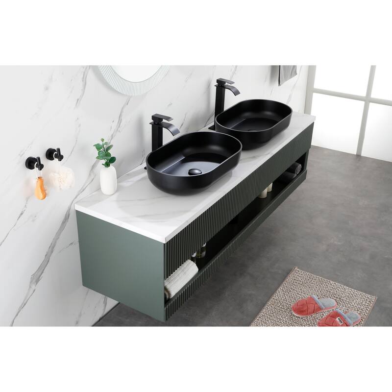 Modern 24-Inch Acrylic Bathroom Sink with Hydrophobic Surface, Non-Porous and Durable Design - 24in L