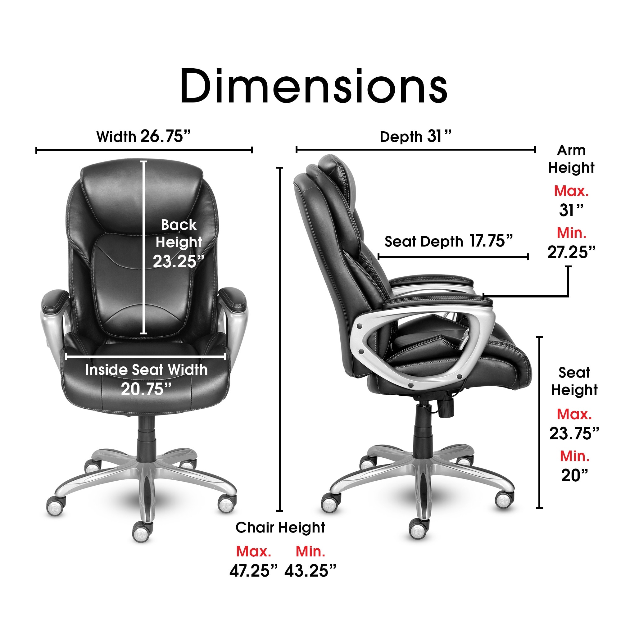 Serta my fit executive office shop chair with 360 motion support