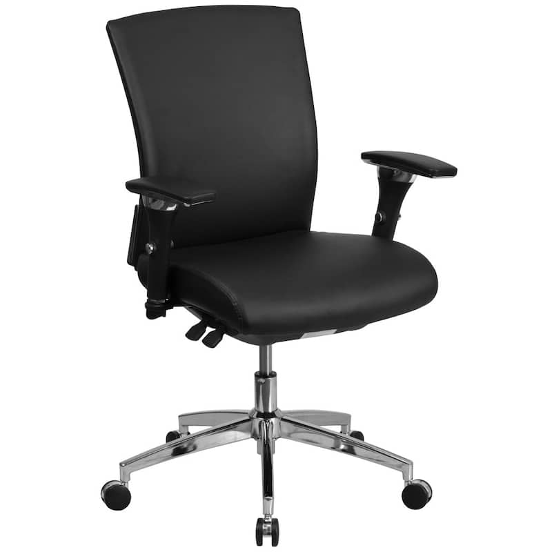 24/7 Intensive Use Executive Swivel Ergonomic Office Chair - 25"D x 27"W x 39" - 41.75"H - Black LeatherSoft
