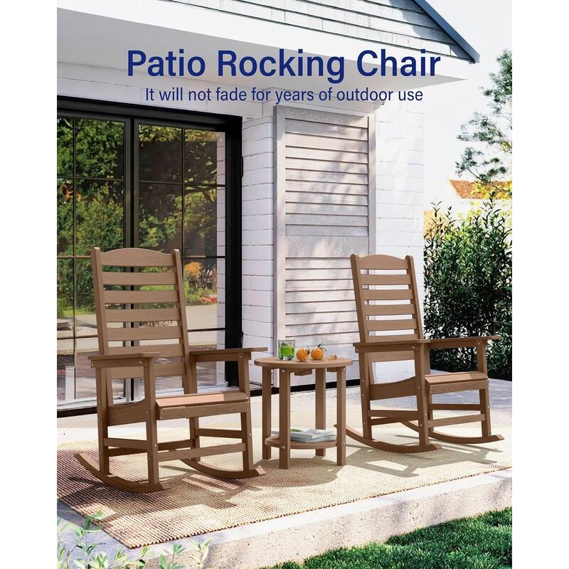 WINSOON All Weather HIPS Outdoor Rocking Chair with Curved Backrest