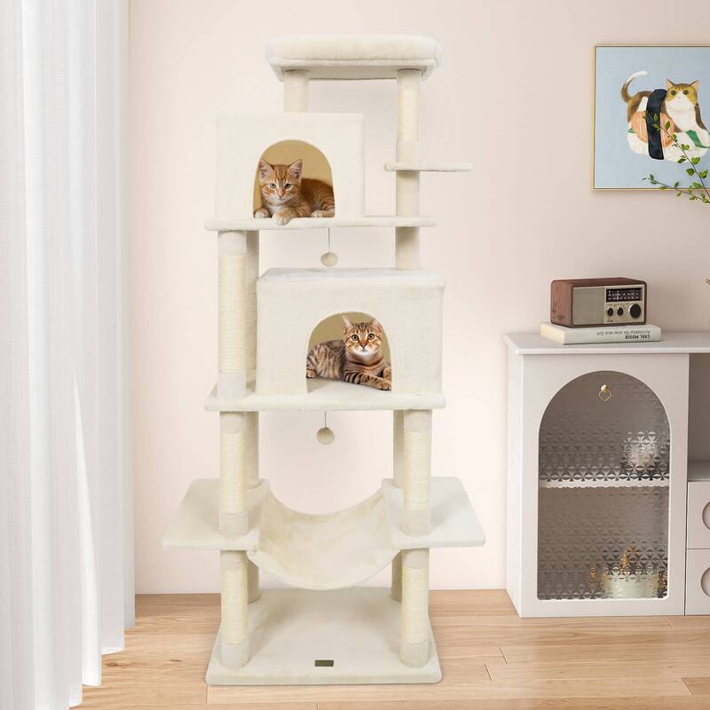 Costway 70” Large Cat Tree for Indoor Cats with Plush Top Perch, Dual - See Details