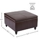 preview thumbnail 45 of 52, Leather Square Storage Ottoman for Living Room, Brown/ Black 30"W x 30"D x 18.1"H