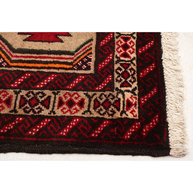 ECARPETGALLERY Hand-knotted Baluch Tan Wool Rug - 3'7 x 6'0