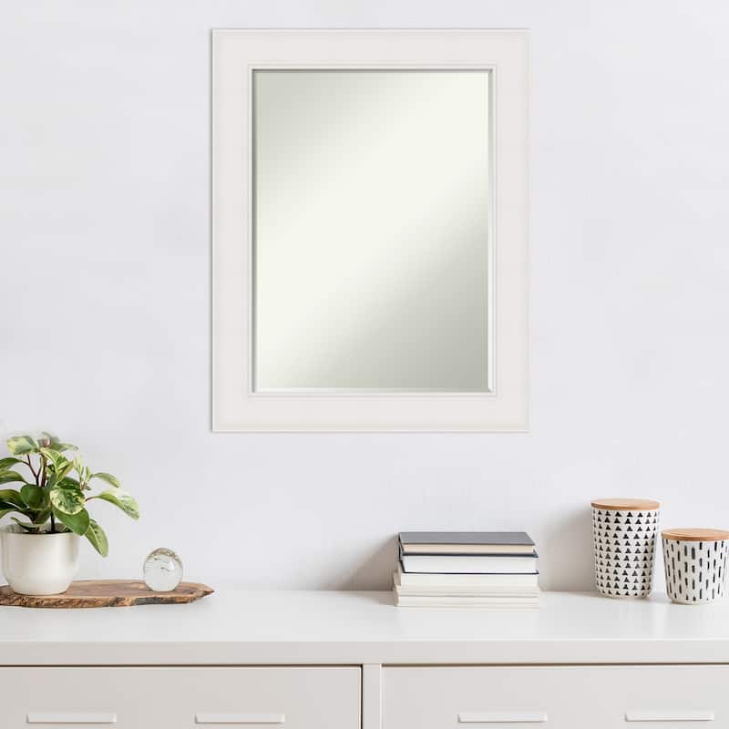 Textured Half-Inch-Bevel Framed Wall Mirror - Textured White - Glass ...