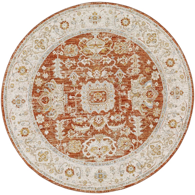 Livabliss Avant Garde Traditional Area Rug - 5'3" x 5'3" Round - Burnt Orange - Round