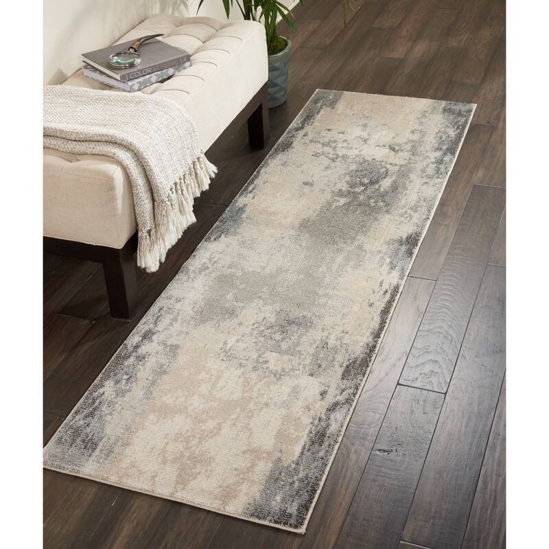 Nourison Maxell Modern Vintage Abstract Area Rug - 2'2" x 10' - Ivory/Grey - Runner/Rectangle