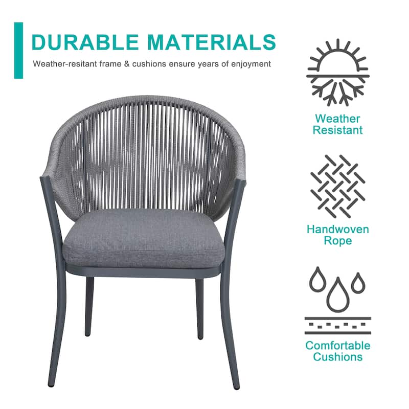 Nuu Garden 3pcs Aluminum Patio Bistro Conversation Set with Cushions