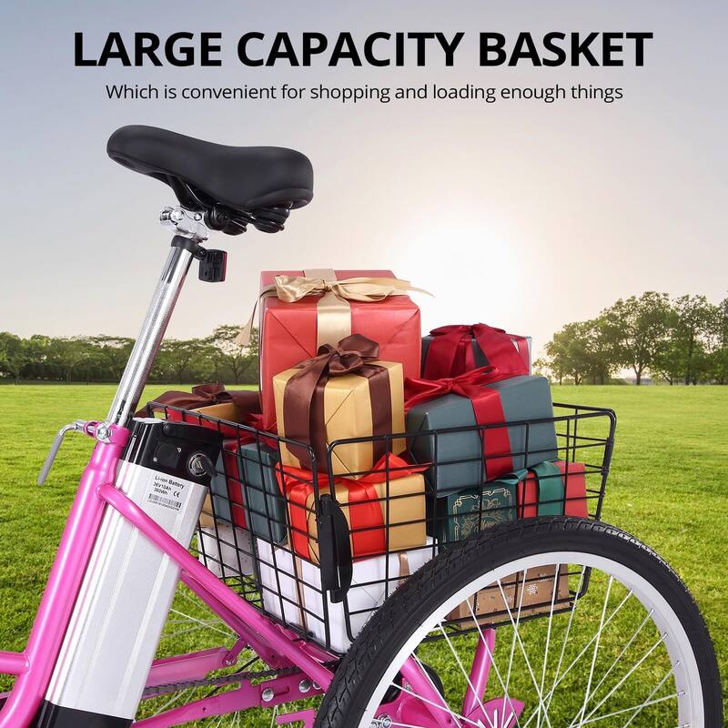 Electric Tricycle, 7 Speeds/36V 10Ah/Large Basket