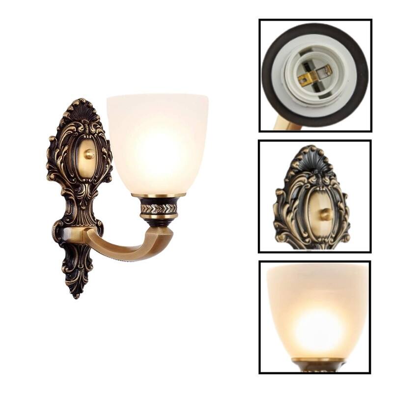 2 Pack bulb light copper light fixture brass, glass wall light