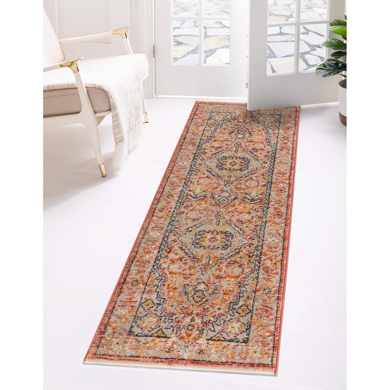 Traditional Nixa Collection Area Rug - 2'7"x10'2" - Brick Red