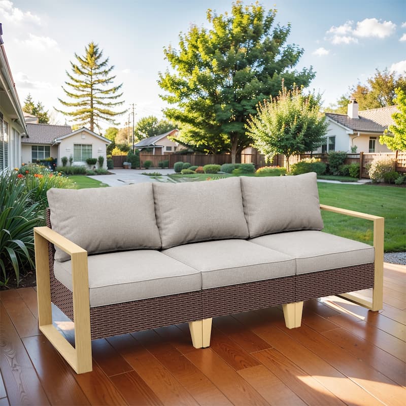 Pocassy Patio Sofa Outdoor Funiture - Beige - Brown