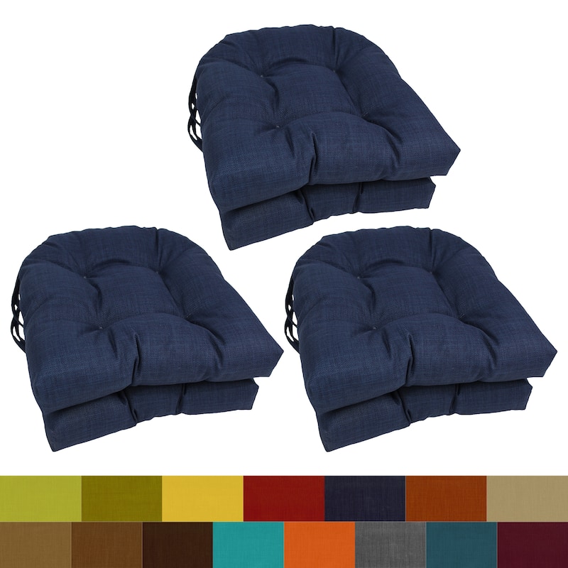 16-inch Rounded Back Tufted Indoor/Outdoor Chair Cushions (Set of 6)