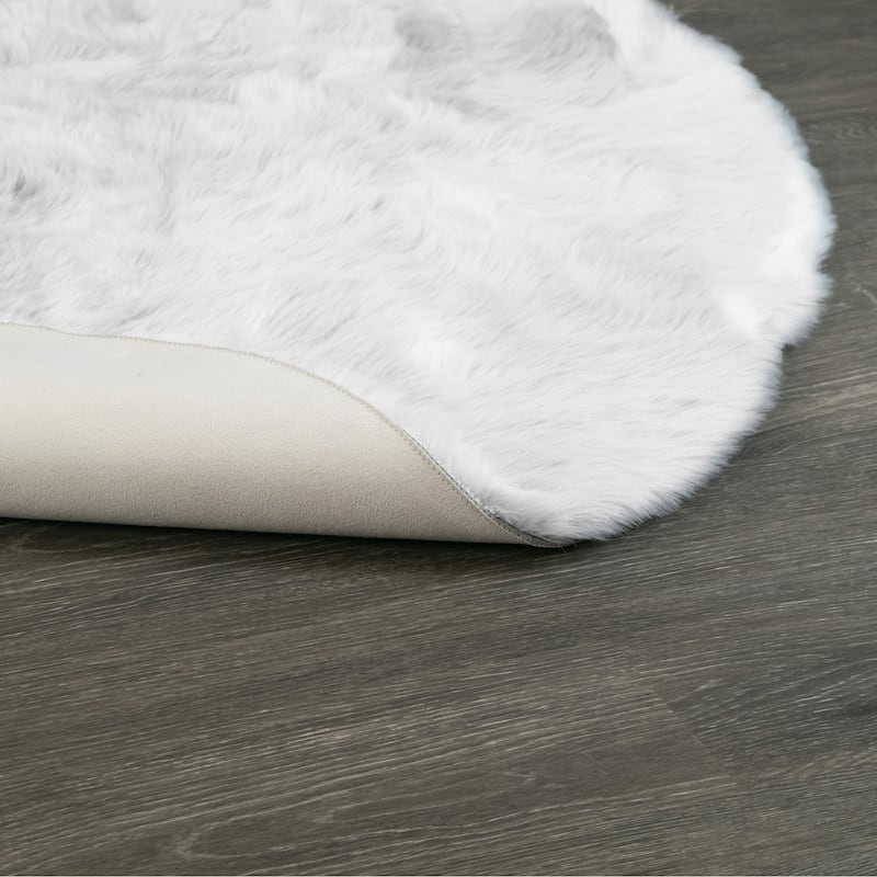 Aurora White Round imitative Fur Area Rug 4 Foot Wide - 4' Round - 4' Round