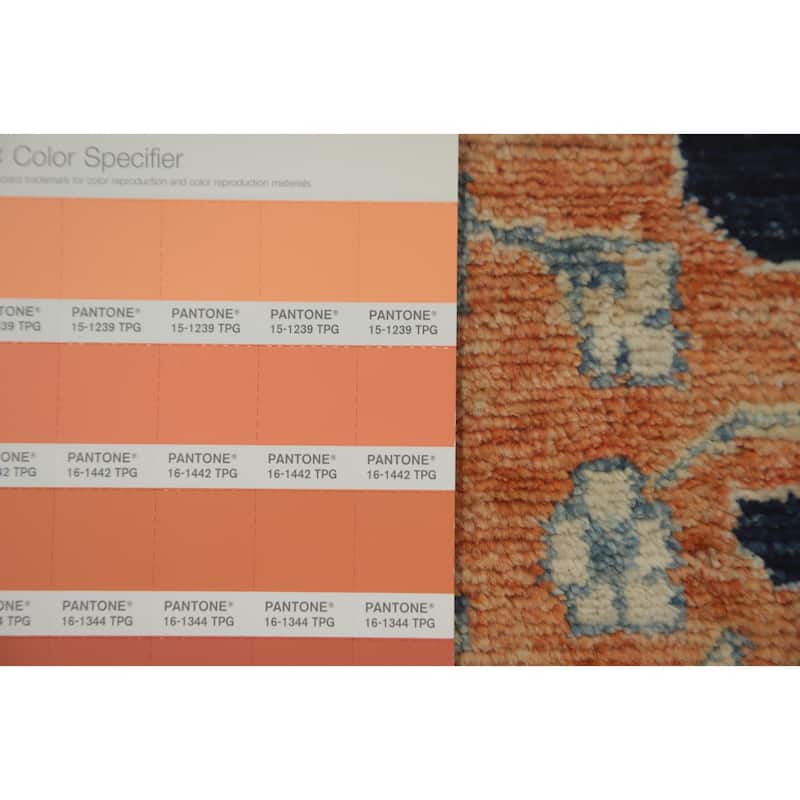 Hand Knotted Traditional Wool Blue Geometric Area Rug - 12' 10'' X 10' 1''