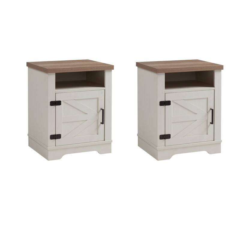 24"Farmhouse Nightstand for Bedroom, Modern End Side Table with Storage - Set Of 2